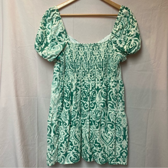 House of Harlow 1960 Women's Green Baroque Print Dress Size L Linen Blend Mini - Picture 10 of 11